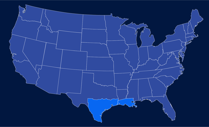 South Texas and South Louisiana map